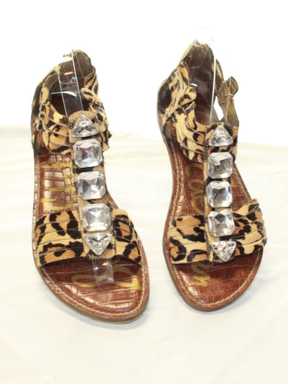 Sam Edelman Size 8.5M Leopard Print Galina Back Zip Gladiator Leather Sandals - Picture 2 of 14